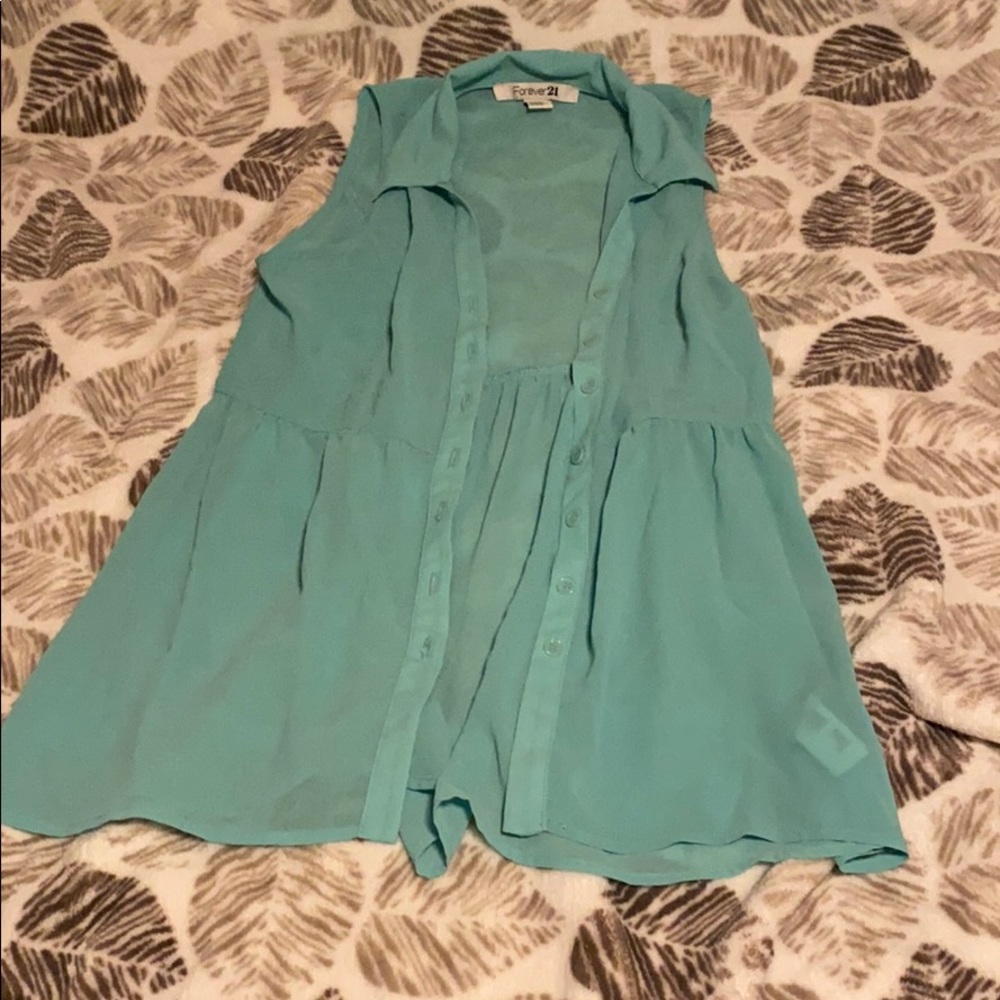Aqua blue tank blouse
